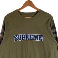 SUPREME シュプリーム 21AW Plaid Sleeve L/S Top フットボールロングスリーブTシャツ チェックスリーブ オリーブ Size XL 福生店