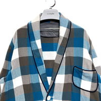 YOUNG&OLSEN ヤングアンドオルセン ガウンコート チェック ホワイトxブルー size 瑞穂店