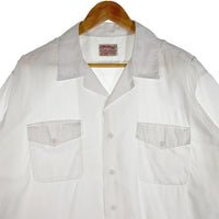 50's CREIGHTON クレイトン U.S.NAVY ショートスリーブ オープンカラーシャツ プレーン ホワイト USA製 Size L 福生店
