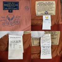 AVIREX アヴィレックス A-2 フライトジャケット アンティークレザー ブラウン パッチ プリント 6121013 Size 42 福生店