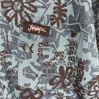 80-90's JIMMY'Z ジミーズ コットン リネン 総柄プリント ハワイアンシャツ アロハ ブルー USA製 Size M 福生店