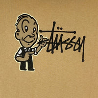 STUSSY ステューシー オールド 黒タグ ロゴ おじさん 両面プリント Tシャツ ベージュ sizeXL 瑞穂店