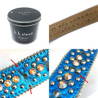 b.b.simon ビービーサイモン スタッズ レザーベルト ブルー オレンジ 6000 Size 36 瑞穂店