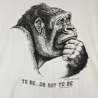 Human-i-Tees ヒューマンアイティーズ USA製 シングルステッチ ゴリラ to be or not to be シェイクスピア アートTシャツ ホワイト sizeXL 瑞穂店