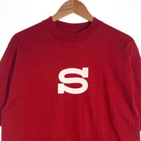 90's STUSSY ステューシー BASIC-S Tee Sプリント Tシャツ ボルドー USA製 白タグ デッドストック Size L 福生店