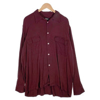 80's STUSSY ステューシー オープンカラーレーヨンシャツ 長袖 プレーン ボルドー USA製 黒タグ Size L 福生店