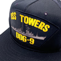 90's 米海軍 USS 強襲揚陸艦 TOWERS DDG-9 スナップバック メッシュキャップ ネイビー ステンシル 福生店