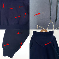 90's adidas アディダス トレフォイルロゴ刺繡 プルオーバースウェットパーカー ネイビー 万国旗タグ USA製 Size L 福生店