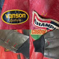 VANSON バンソン TJV USA製 後付けワッペン レザー チームジャケット ブラック×レッド size44 瑞穂店
