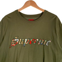 SUPREME シュプリーム 21SS Floral Applique S/S Top フローラルアップリケ ショートスリーブトップ Tシャツ オリーブ Size XL 福生店