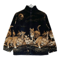MAZMANIA マズマニア USA製 キャット 猫柄 フリースジャケット ブラック sizeキッズXL 瑞穂店