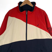 NAUTICA ノーティカ リバーシブル ナイロン フリース ジップアップジャケット レッド ホワイト ネイビー Size XXL 福生店