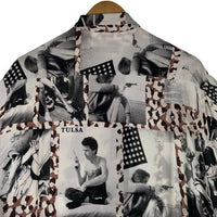WACKO MARIA ワコマリア LARRY CLARK TULSA ラリー・クラーク タルサ 総柄プリント レーヨンオープンカラーシャツ 半袖 ホワイト Size M 福生店