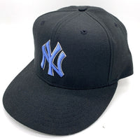90's New Era ニューエラ 59FIFTY MLB ニューヨーク・ヤンキース ウールベースボールキャップ ブラック ライトブルー USA製 Size 7 1/8 (56.8cm) 福生店