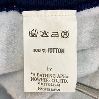 A BATHING APE アベイシングエイプ 初期タグ サルワッペン リンガー 半袖スウェットトレーナー ブルー sizeM 瑞穂店