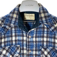 PENDLETON ペンドルトン 80's 白タグ ウール チェック ウエスタンシャツ ブルーxブラウン sizeM 瑞穂店