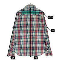 GOODENOUGH グッドイナフ GE-143004 バックロゴ マドラスチェック 長袖シャツ レッドxブルー sizeL 瑞穂店