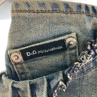 D&G DOLCE&GABBANA ドルチェアンドガッバーナー ダメージ加工 デニム フリルスカート インディゴ size38 瑞穂店