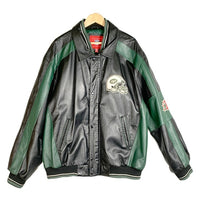 NFL NEW YORK JETS ニューヨーク・ジェッツ オールレザー スタジャン ジャケット 刺繡 ワッペン ブラック グリーン Size XXL 福生店
