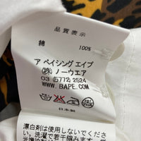 A BATHING APE アベイシングエイプ サルレオパードライン オープンカラーシャツ ホワイト sizeL※襟薄汚れあり★ 瑞穂店