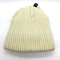90's~ STUSSY ステューシー ケーブルニットラインビーニーキャップ クリーム ネイビー 刺繡 アクリル 紺タグ 福生店