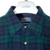 PENDLETON ペンドルトン 70's USA製 ウールシャツ 片ポケット グリーンxブラック sizeL 瑞穂店