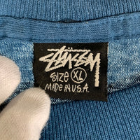 80's STUSSY ステューシー ロゴ サーフマン 半袖 Tシャツ ブルー USA製 Size XL 福生店