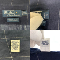 90's Polo By Ralph Lauren ポロバイラルフローレン LOWELL SPORT コットン 長袖 ウィンドウペン ボタンダウン シャツ ブラック Size XXL 福生店