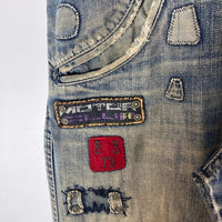 DIESEL ディーゼル ワッペン パッチワーク ダメージ加工 デニムパンツ ライトインディゴ size29 瑞穂店