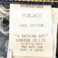 A BATHING APE アベイシングエイプ ペイント風 エイプヘッド デニムパンツ ブルー sizeM 瑞穂店