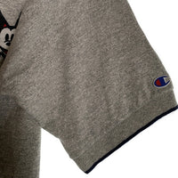 90's Champion チャンピオン ミッキーマウス 刺繡 半袖ポロシャツ グレー 青タグ刺繡 Size L 福生店