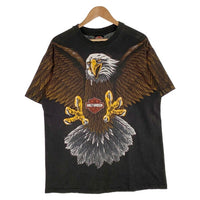 90's HARLEY-DAVIDSON ハーレーダビッドソン イーグル オーバープリント Tシャツ ブラック USA製 Size L 福生店