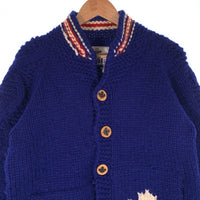 Kanata カナタ スキー 雪柄 カウチンセーター ボタン ブルー Size S-M 相当 福生店