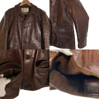 AEROLETHER エアロレザー ホースハイド カーコート レザージャケット ブラウン アルパカライナー スコットランド製 Size 36 福生店