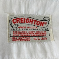 50's CREIGHTON クレイトン U.S.NAVY ショートスリーブ オープンカラーシャツ プレーン ホワイト USA製 Size L 福生店