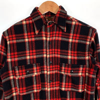 40's ウールシャツ マチ付 レッド ブラック ブランド不明 Size M 相当 福生店