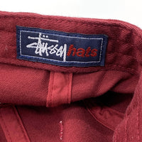 90's STUSSY ステューシー hats ドラゴン刺繡 コットン 6パネルキャップ ボルドー オールド 紺タグ 台湾製 福生店