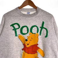 90's Disney ディズニー くまのプーさんプリント スウェットトレーナー アッシュグレー USA製 Velva Sheen Size M 福生店