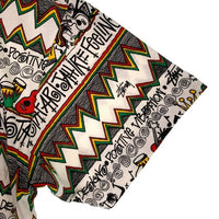 80's STUSSY ステューシー IRIE BAND 総柄 オーバープリント ポケットTシャツ ラスタ ホワイト 黒タグ USA製 Size L 福生店