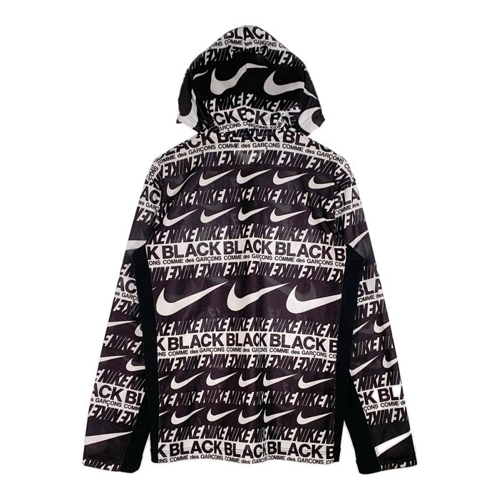 BLACK COMME des GARCONS ブラックコムデギャルソン 19AW NIKE ナイキ LOGO ZIP PARKA ロゴジップパーカー ブラック ホワイト 総柄 1D-T107 AD2019 Size XL BLACK COMME des GARCONS ブラックコムデギャルソン 19AW NIKE ナイキ