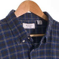 80-90's SEARS シアーズ ボタンダウン フランネルチェックシャツ ブルー Size XL 福生店