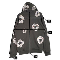 DENIM TEARS デニムティアーズ 24SS Rhinestone Cotton Wreath Zip Hoodie ラインストーン コットンリース ジップフーディ スウェットパーカー ヴィンテージブラック Size XL 福生店