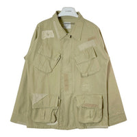 HOUSTON ヒューストン ジャングルファティーグ パッチワーク加工 ファティーグジャケット ブラウン sizeL-S 瑞穂店