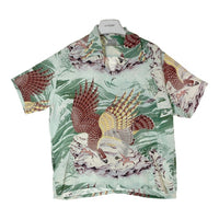 SUN SURF サンサーフ SS38415 MUSA-SHIYA アロハシャツ SPECIAL EDITION THE EAGLE HAS LANDED 和柄 鷹 海 波 グリーン sizeM 瑞穂店