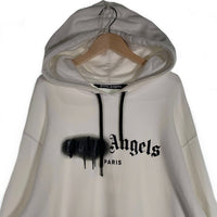 Palm Angels パームエンジェルス Paris Sprayed Logo Hoodie ロゴスプレープリント プルオーバースウェットパーカー ホワイト PMBB003S20636057 Size XXL 福生店