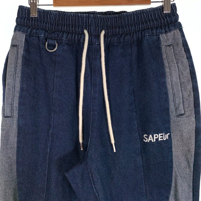 SAPEur サプール Denim Track Pants デニムトラックパンツ インディゴ グレー Size L 福生店