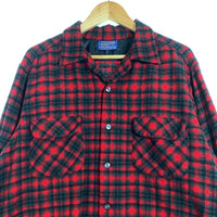50's PENDLETON ペンドルトン Board Shirts ボードシャツ オンブレチェック ウール レッド ブラック シャドー Size XL 福生店