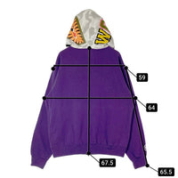 A BATHING APE アベイシングエイプ 初期フランケンタグ NFS限定 SHARK HOODIE WIDE FULL ZIP DOUBLE HOODIE シャーク フルジップパーカー パープル sizeL 瑞穂店