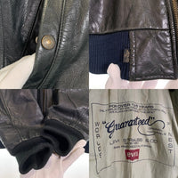 80`s Levi`s リーバイス Leather Jacket レザージャケット ジップアップリブブルゾン ブラック 135周年 Size M 福生店