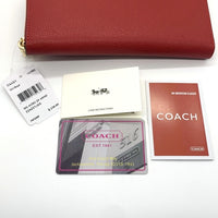 COACH コーチ C4451 ラウンドファスナーレザーウォレット 長財布 レッド ストラップ 福生店